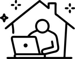 Soft digital art of a person comfortably working on a laptop in a cozy home setting with abstract bokeh lights vector