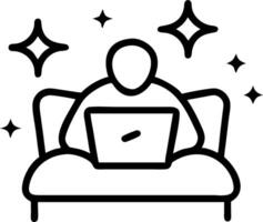 Soft digital art of a person comfortably working on a laptop in a cozy home setting with abstract bokeh lights vector