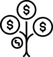 Soft focus coins forming a tree shape vector