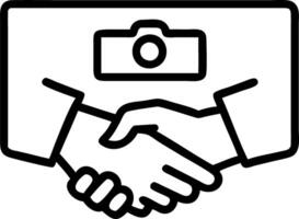 Soft focus handshake over digital ecosystem vector