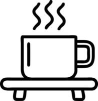 Soft focus on a steaming mug on a coffee table vector