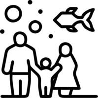 Soft focused digital art of a family exploring an aquarium with abstract underwater scenes and bokeh lights vector