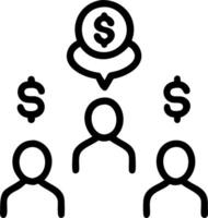 Team brainstorming with currency symbols on plain white background vector