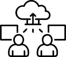 Team analyzing cloud data vector