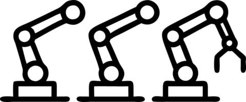 Technicians monitoring robotic arms in an assembly line vector