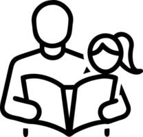 Uncle and niece reading books together with a plain background and copy space vector