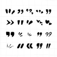 hand drawn collection of doodle quotation mark for quote text in fun and quirky style vector
