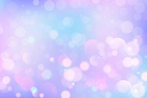 Cute dreamy background with soft pink and purple gradient. Bokeh effects sparkle like magic with iridescent glitter and pastel rainbow hues. Fairy inspired backdrop. illustration vector