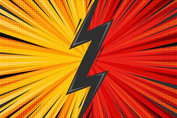 Comic book background. Cartoon pop art design frame with retro effect. Starburst striped poster with blast. Vintage bright superhero backdrop. abstract vs banner