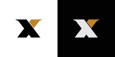 Modern Geometric X Logo Design with Stylish Black, White and Gold Color Scheme vector
