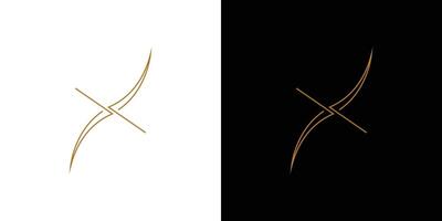 Elegant Gold Abstract X Logo on White and Black Background vector