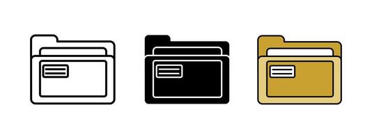 Document folder icon. Office papers archive illustration. File folder symbol. Data storage directory sign. Computer information organization web pictogram. Portfolio paper documents. vector