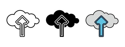Cloud upload icon. Evaporation symbol. Arrow up with cloud illustration. Online data storage. Computer database cloud backup. Vintage web interface hosting pictogram. Network data transfer sign vector