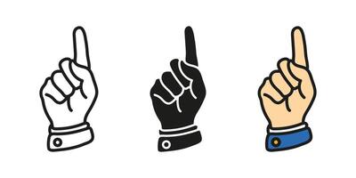 Index finger icon. Pointing finger cursor. Rising finger gesture illustration. Direction pointer hand sign. Index finger showing way up symbol. Only one or touch concept isolated. vector
