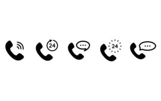 Outline phone call icons set. Contact us icon for web interface vector