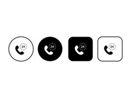 Simple 24 hour helpline icons in rounded and square shapes. Ideal for call center or customer service projects vector