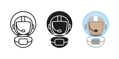 Astronaut icon. Spaceman character illustration. Cosmic suit and space station uniform symbol. Space helmet futuristic concept. Science and exploration cosmonaut person. Astro man pictogram. vector