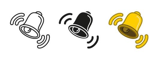 Ringing bell icon. Notification alert symbol. Doorbell ringing illustration. Attention signal sign. School bell jingle reminder pictogram. Incoming call attention button isolated concept. vector