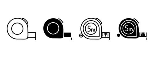 Measuring tape icon. Centimeter ruler illustration. Length measure symbol. Measurement tool sign. Retractable size scale meter pictogram. Construction equipment isolated concept. vector