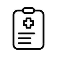 Black single medical report approved line icon, simple outline document flat design pictogram, infographic for app logo web button ui ux interface elements isolated on background vector