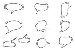 Speech Bubble icon set. Talk bubbles with editable stroke. Set of thin line doodle speech bubbles isolated on white background. vector