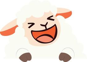A cartoon sheep with its tongue out and its eyes closed vector