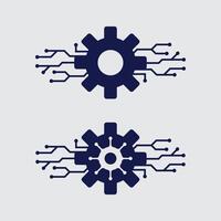 Tech gear logo design template. Technology Logo Template Design gear set vector