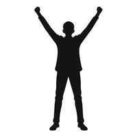 Silhouette of a man with arms up in victory vector