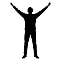 Silhouette of a man with arms up vector