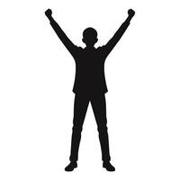 Silhouette of a man with arms up in victory vector