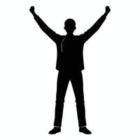 Silhouette of a man with arms up vector