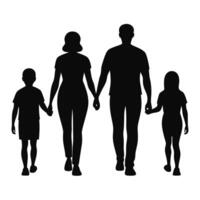 Silhouette of a family holding hands and walking vector