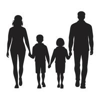 Silhouette of a family walking together vector