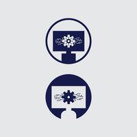 Tech gear logo design template. Technology Logo Template Design monitor vector