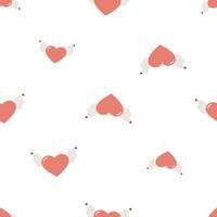 Valentine's day seamless pattern.Heart with wings. Flat background. Valentine's day design. Creative texture for fabric, wrapping, textile, wallpaper, apparel. vector