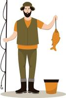 Fisherman in Flat Design vector