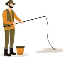 Fisherman Illustration with Standing Pose vector