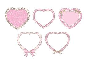 Valentine's day frames collection with hand drawn whimsical heart frames in coquette style graphic set vector