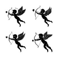 Four cupid angels with bow and arrow vector