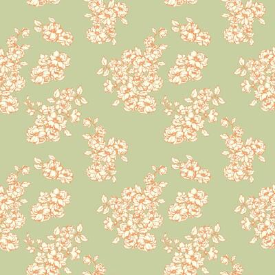Summer simple pattern with artistic abstract bouquets flowers. Stylized blooming seamless florals print on a pastel mint green background. hand drawing. Nature ornament for designs fabric
