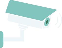 Security camera, minimalist design, teal and white color scheme, flat illustration, graphics, vector