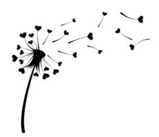 The field dandelion with hearts. vector