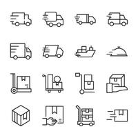 A set of black and white icons for various types of transportation vector