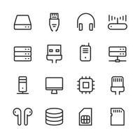 A collection of computer and electronic icons vector