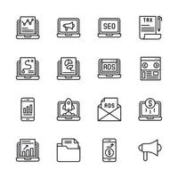 A set of icons for various electronic devices and services, including a laptop vector