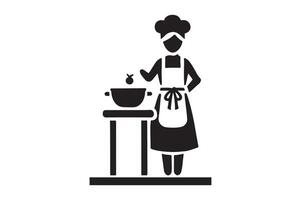 Chef in Action Silhouette Black Design vector