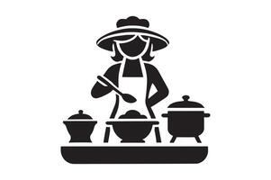 Minimal Chef Action Silhouette Design vector