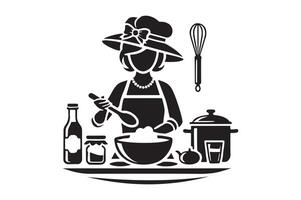 Chef at Work Silhouette Simple Black Design vector