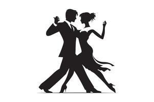 Tango Dancers Silhouette Stylish Black Art vector