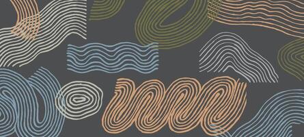 Hand drawn ink brush line, wood block abstract designs and shapes combination pattern, Cute and fun Japanese style crafted simple background for textile and carpet vector